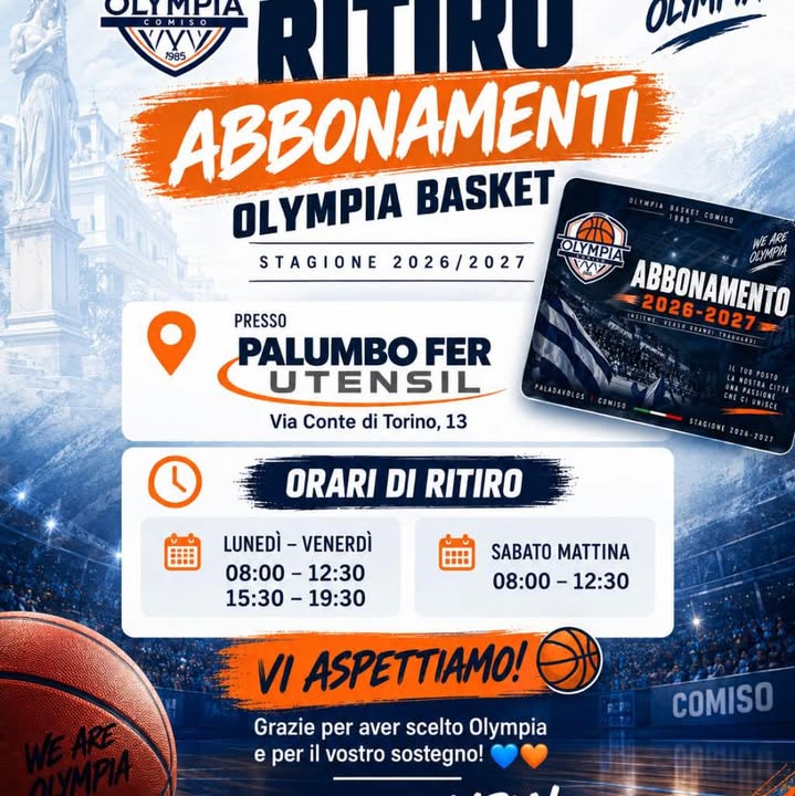 💙🤍 ABBONAMENTI OLYMPIA COMISO 🤍💙